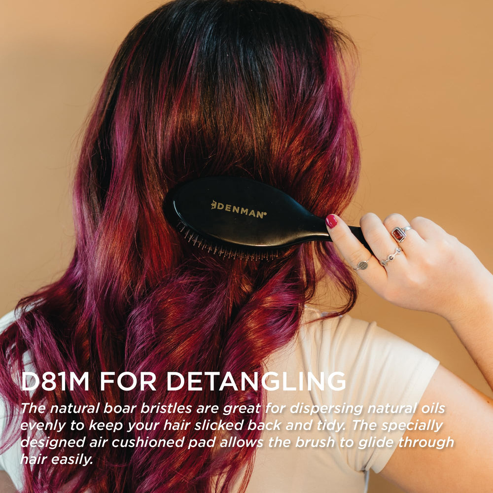 Denman D81M porcupine nylon quill blend supports conditioning and styling.