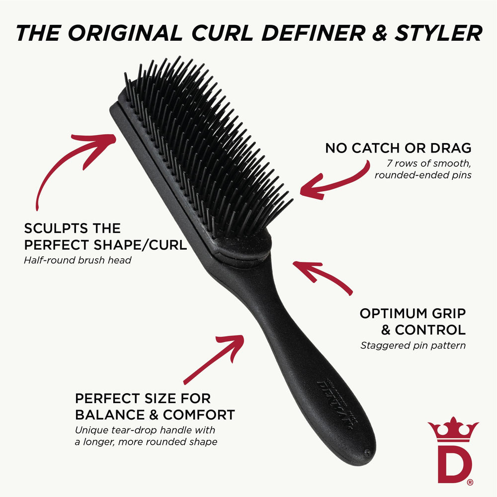Denman Jack Dean D3 brush helps distribute product evenly during blow-drying.