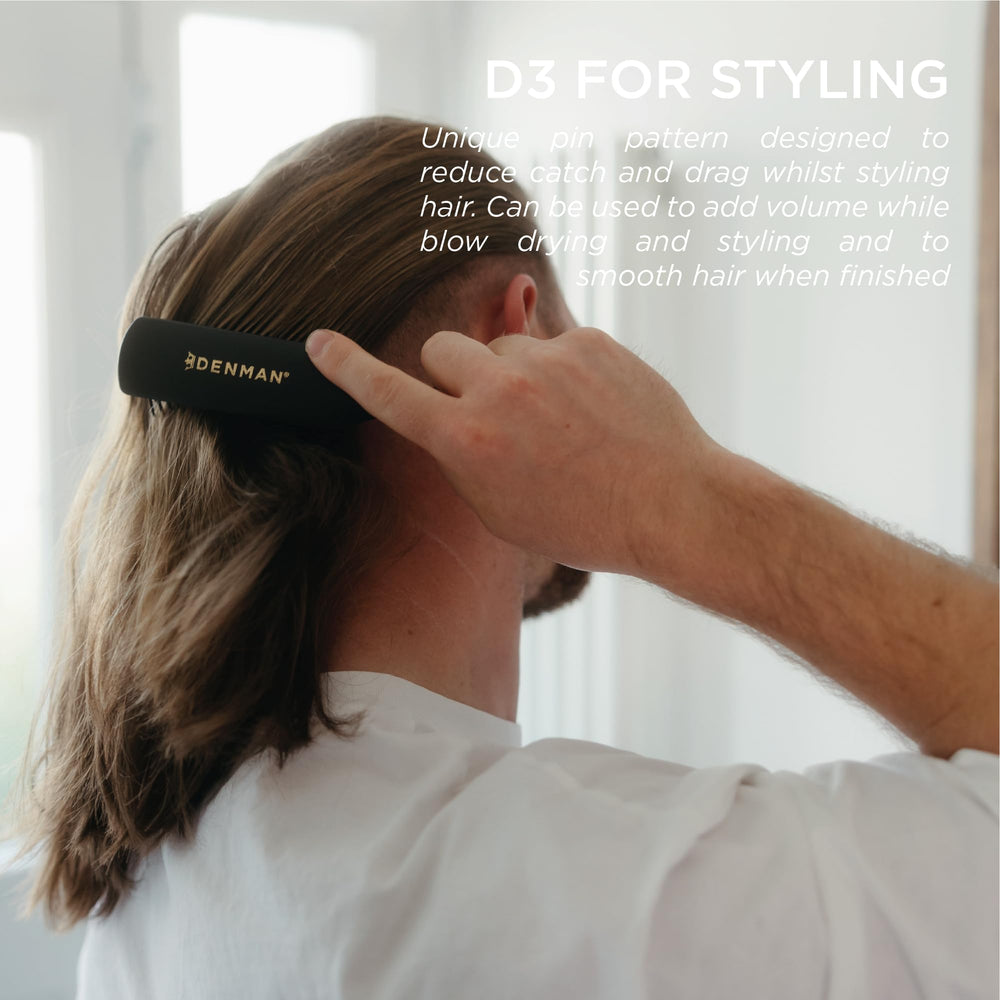 Denman Jack Dean D3 on wet hair for smoother detangling and defined curl formation.