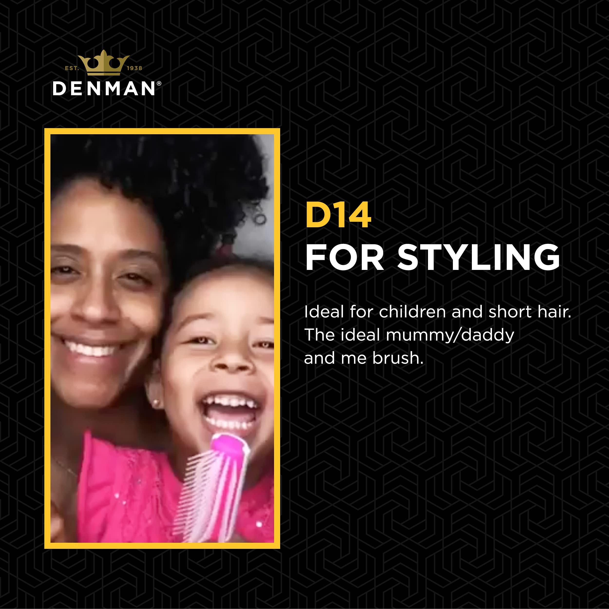 Denman mini brush with removable pad for easy cleaning and maintenance.