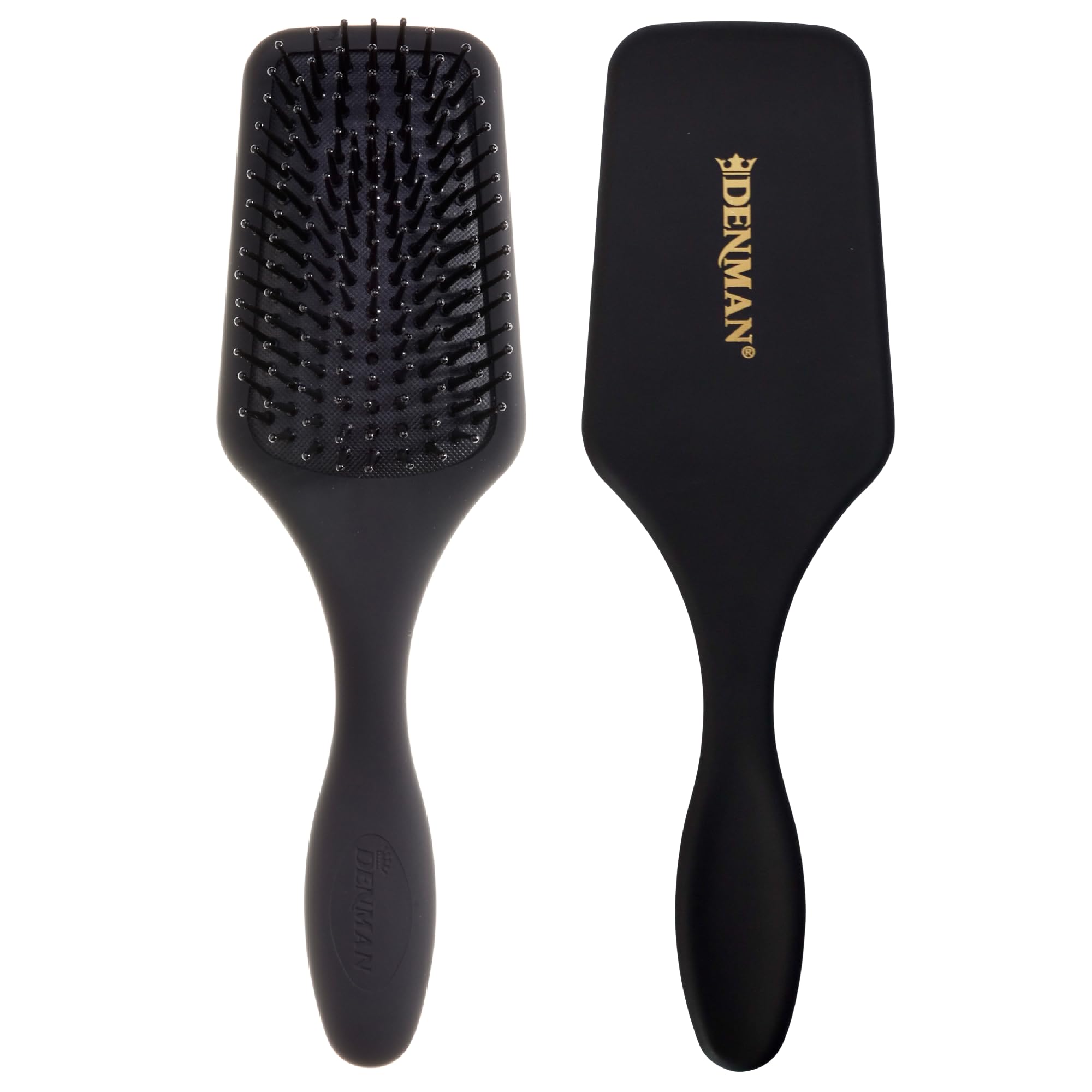 Denman Mini Paddle Brush bristles closeup for gentle detangling and scalp comfort.