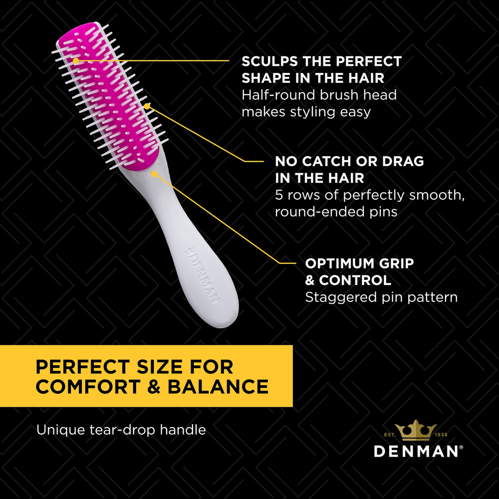 Denman mini compact brush fits in a bag for on-the-go touch-ups.