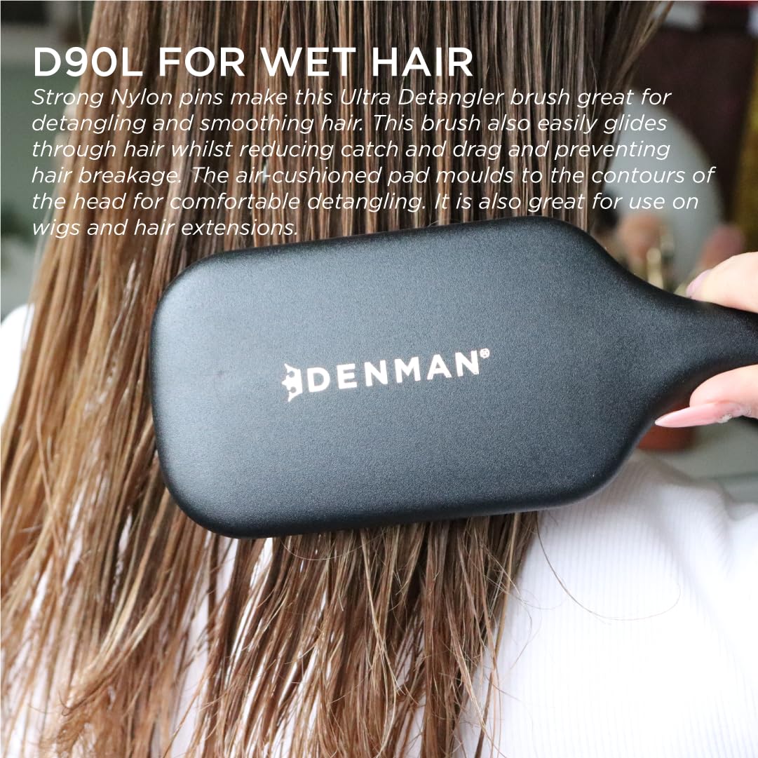 Denman Tangle Tamer Ultra used on dry hair for smooth detangling