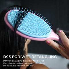 Denman Wet Detangler pink hairbrush ergonomic handle for comfortable styling