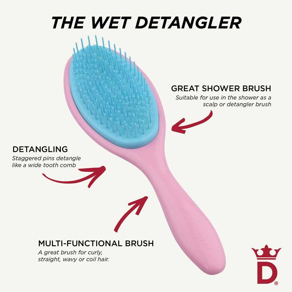 Denman Wet Detangler pink hairbrush wet-use friendly for shower routines
