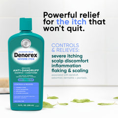 Denorex 2in-1 shampoo-conditioner cleanses and conditions for soft, hydrated hair.