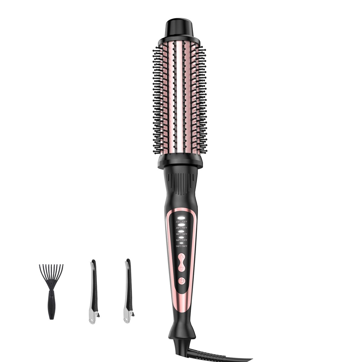 DENVEK Thermal Brush rose gold front view for versatile styling on the go