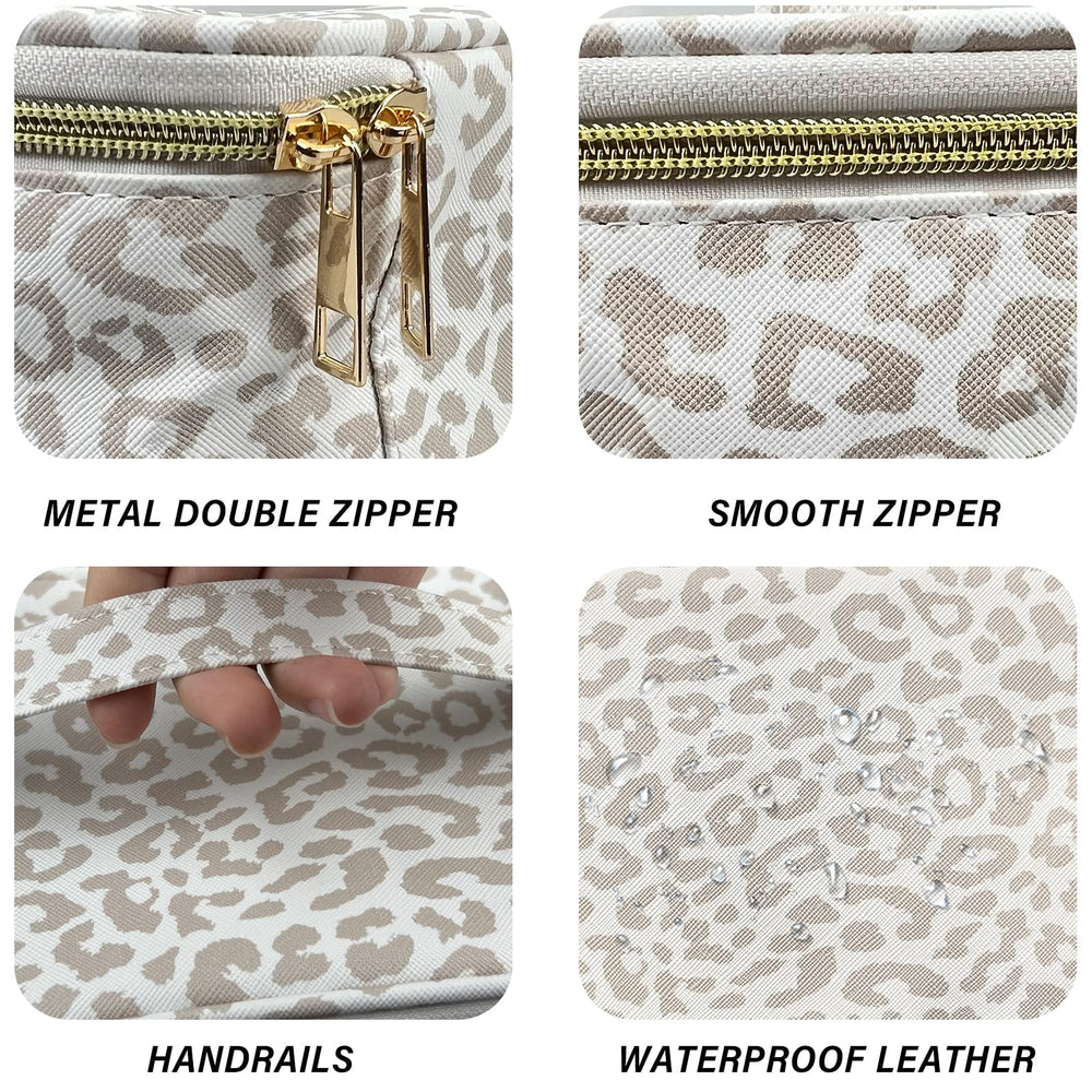 Deokke PU cosmetic bag water-resistant design protects contents.