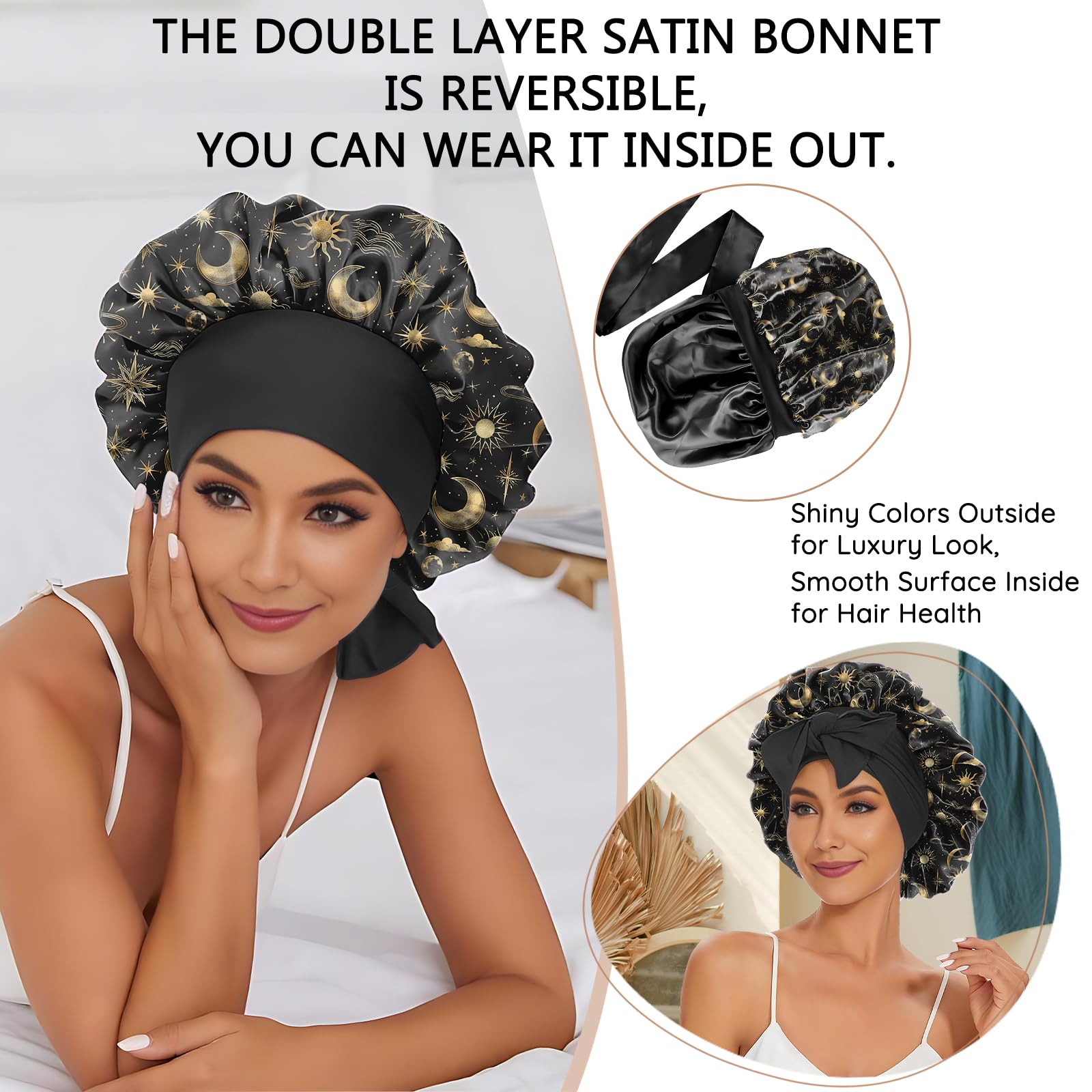 Deokke satin bonnet material texture focusing on skin-friendly satin feel