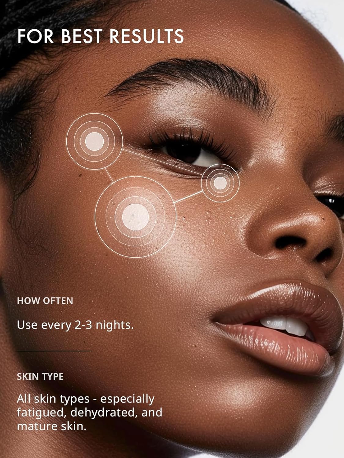 Depology Deepcare+ eye patches on mature skin highlighting hydration