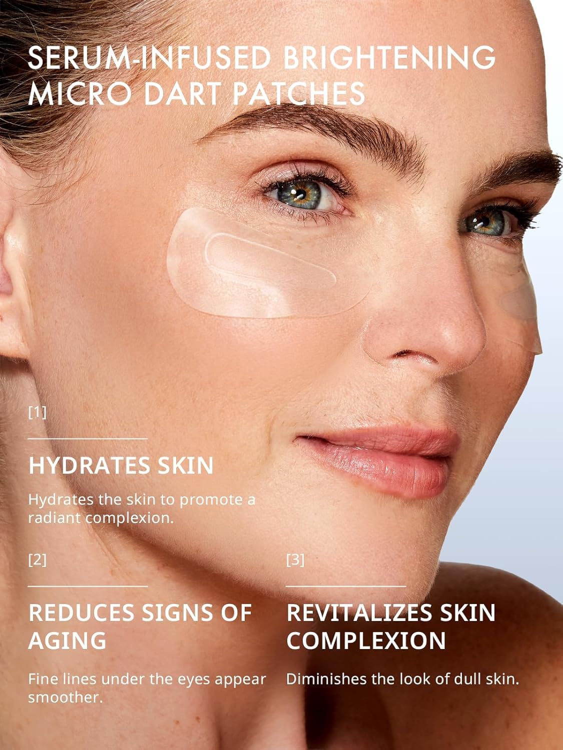 Depology Deepcare+ under-eye patches applied to eye area for smoothing