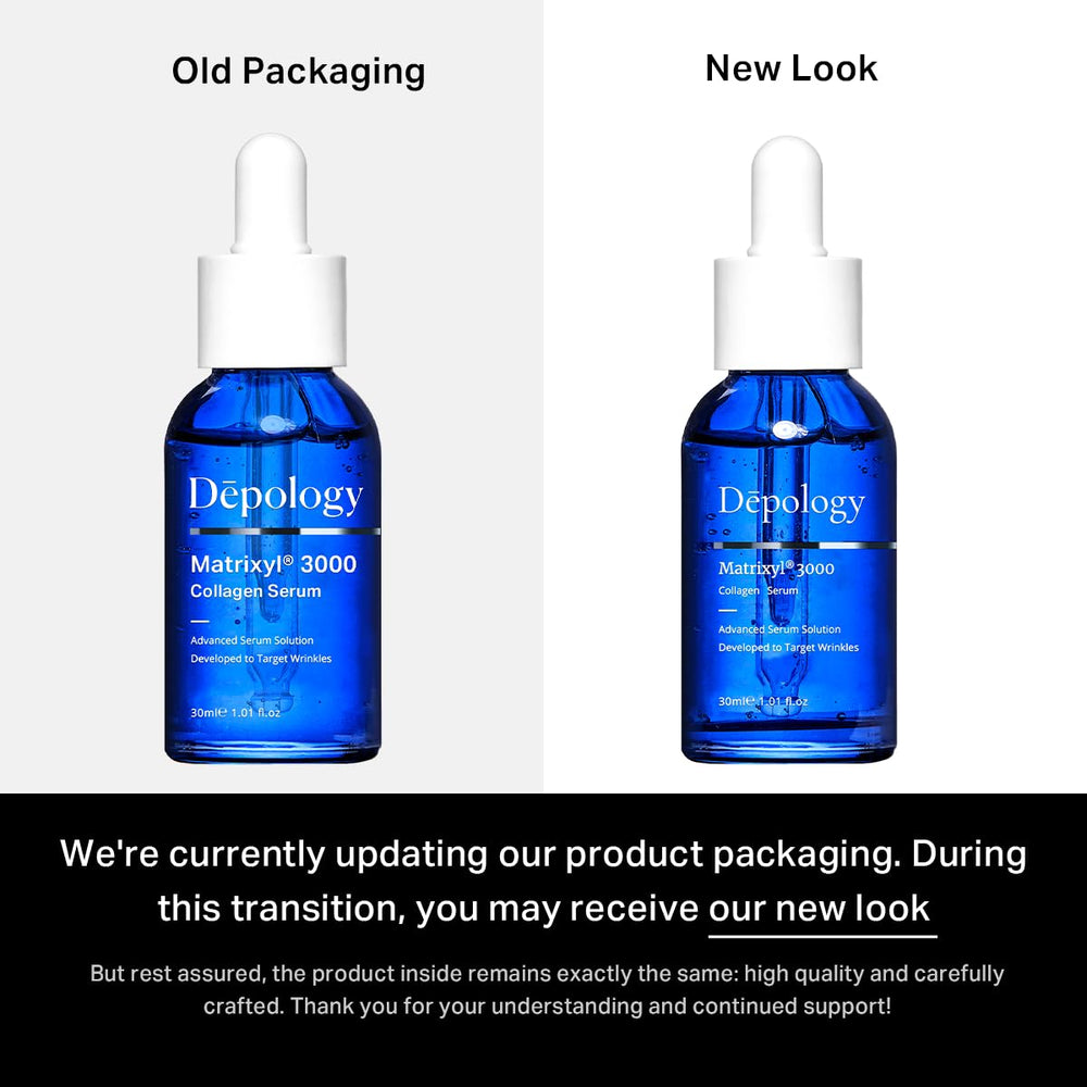Depology Matrixyl 3000 Serum before after glow demonstrates smoother skin potential.