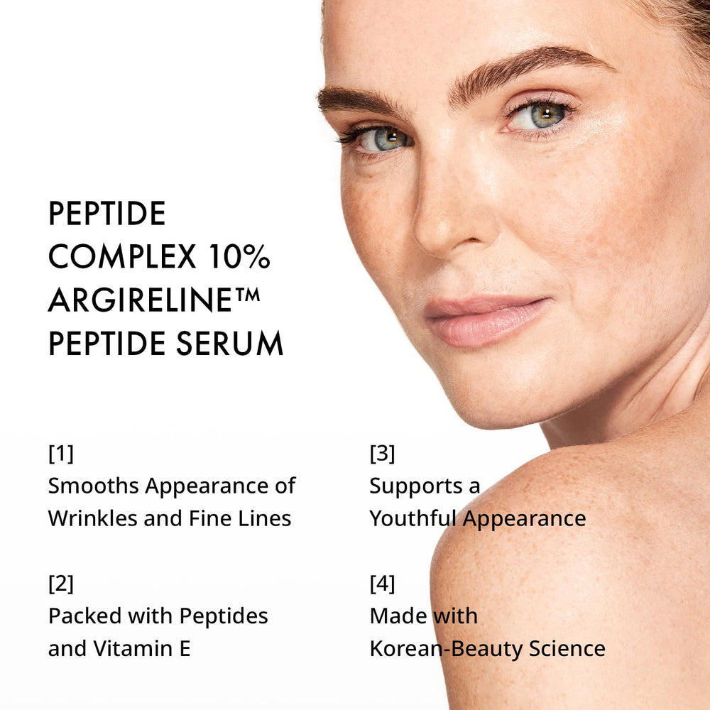 Depology Peptide Complex serum pump-top demonstrates easy daily application.