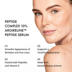 Depology Peptide Complex serum pump-top demonstrates easy daily application.