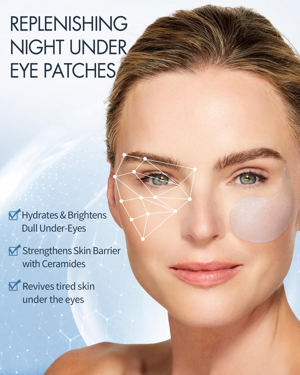 Depology Replenish & Repair patch at night promotes a refreshed under-eye area.