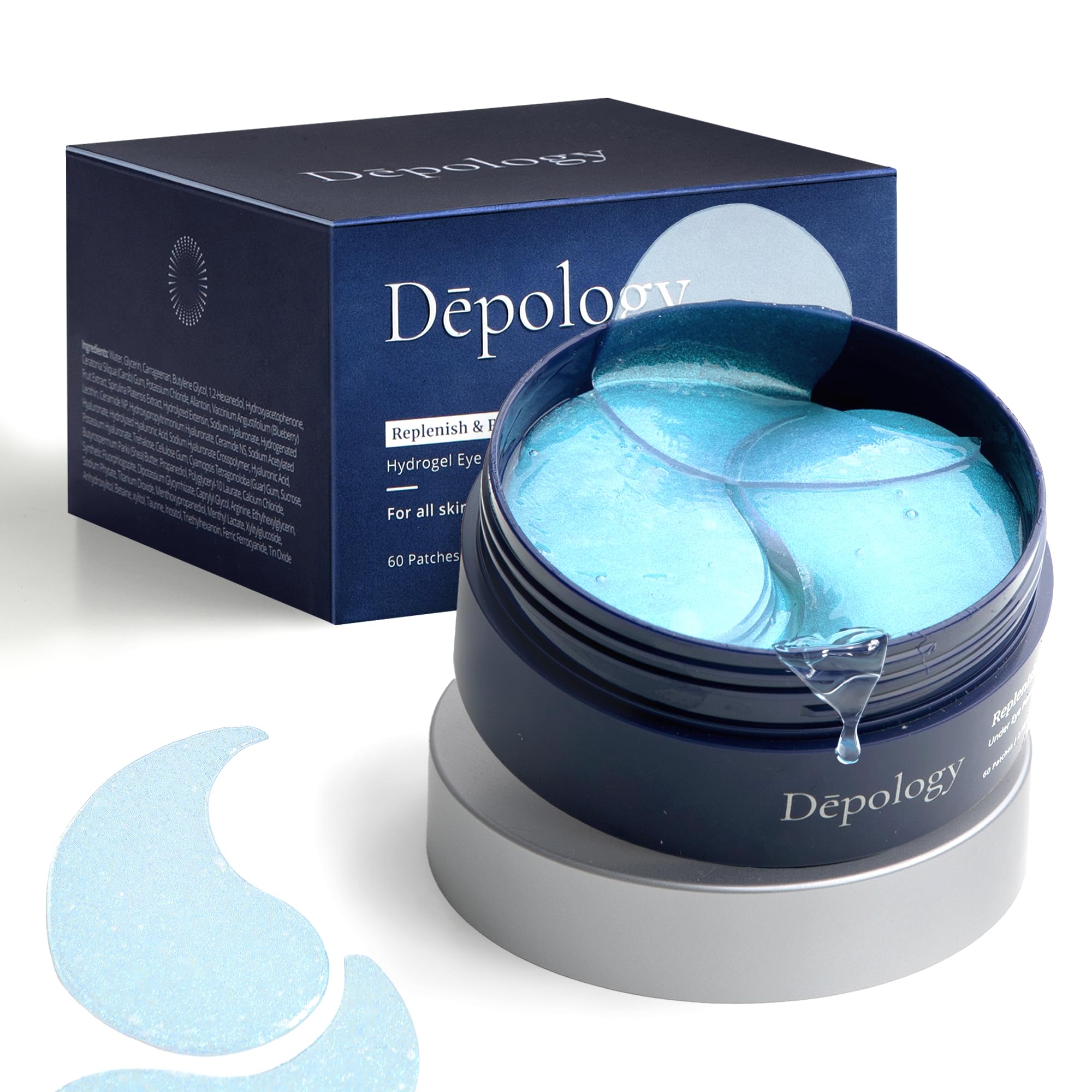 Depology Replenish & Repair under-eye patch closeup promoting hydration and barrier support.