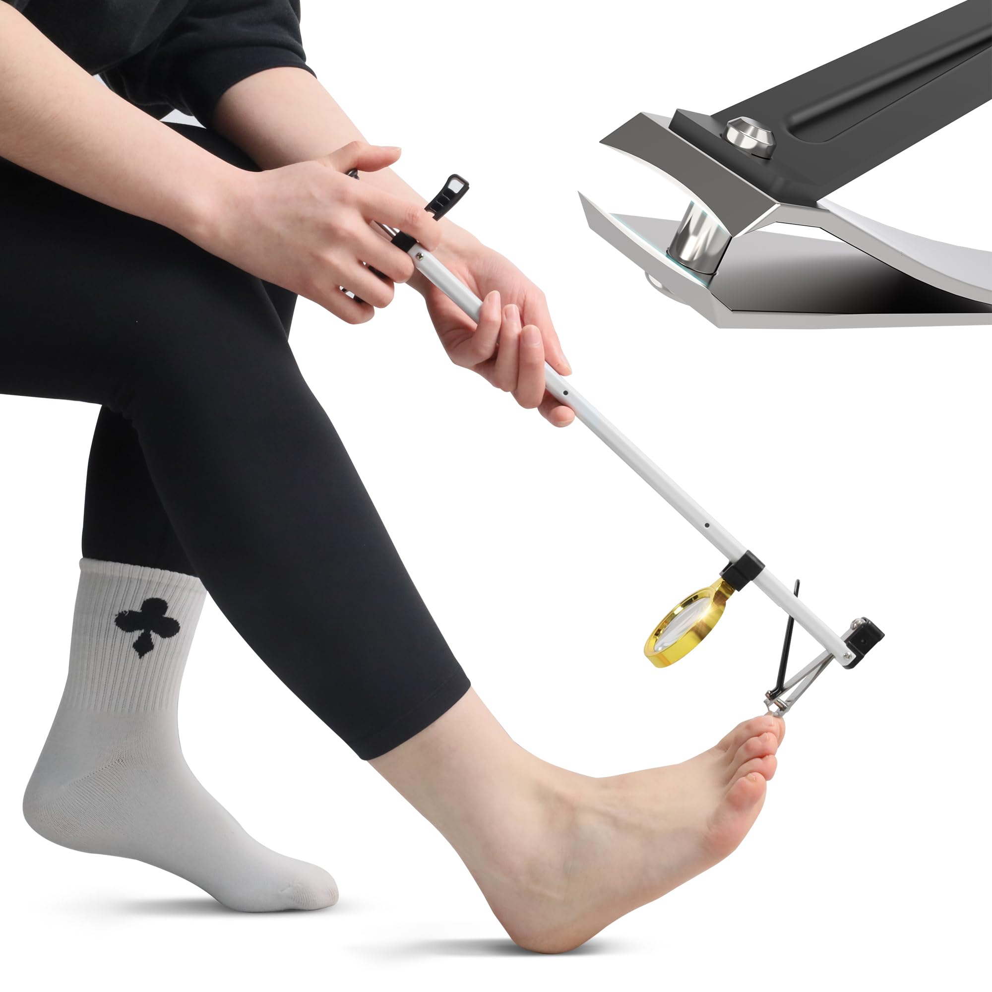 DEPSUNNY long-handled toenail clippers folded for easy storage and travel.
