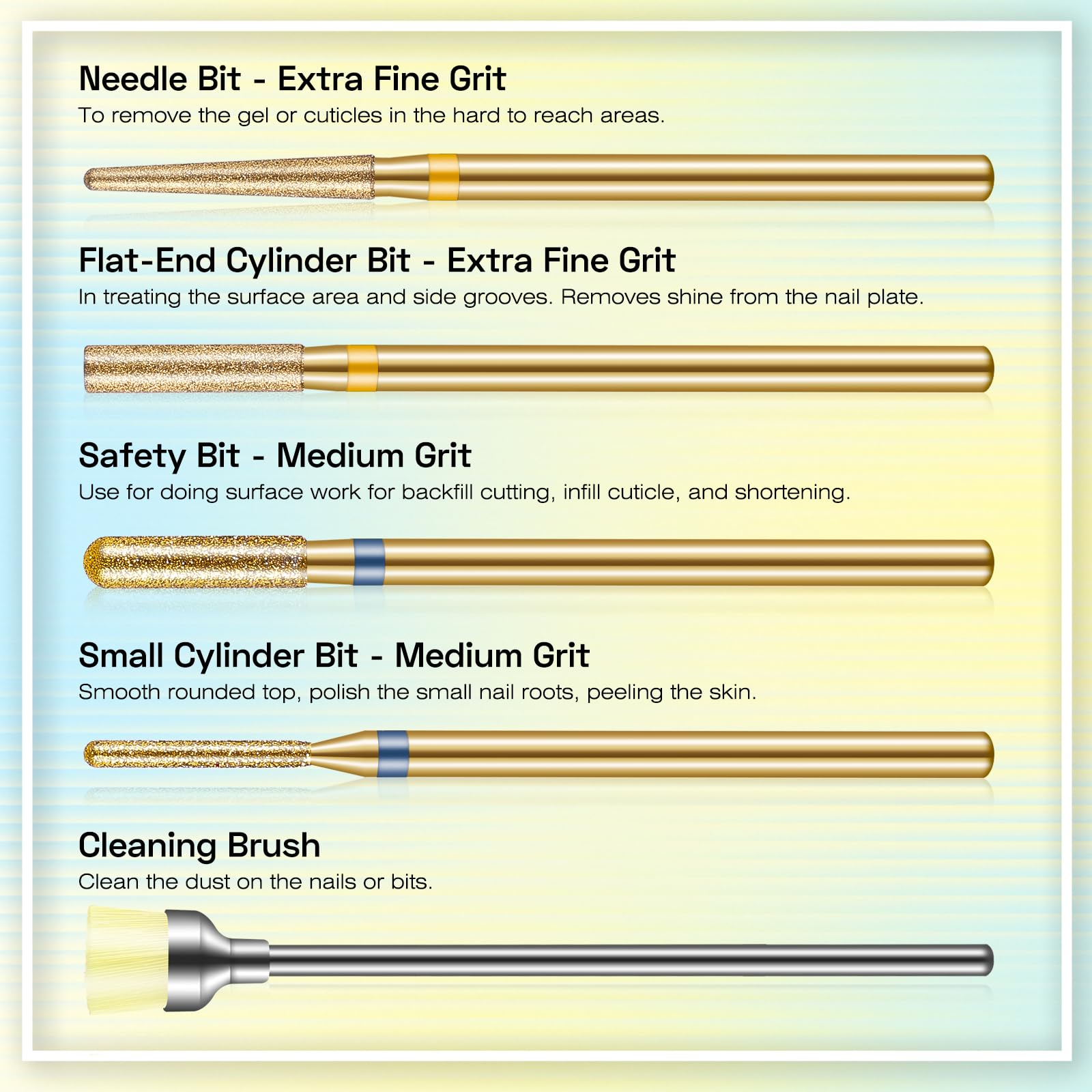 Depvko flame bit coarse grit polishes nail edges with finesse