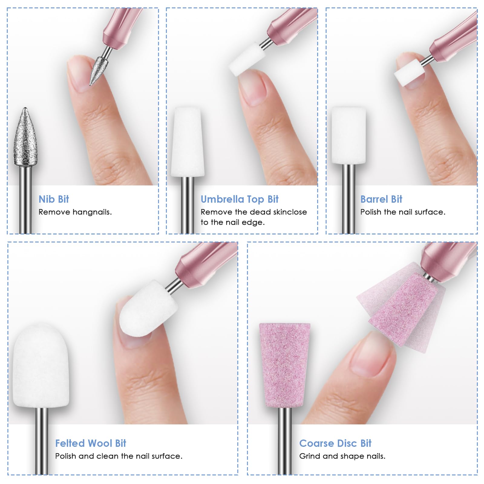Depvko 22pcs diamond-carbide image emphasizes durable bits for natural and artificial nail prep.
