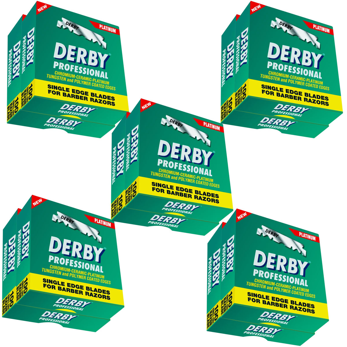 Derby 1000 professional blades box front for barber-grade bulk shaving.