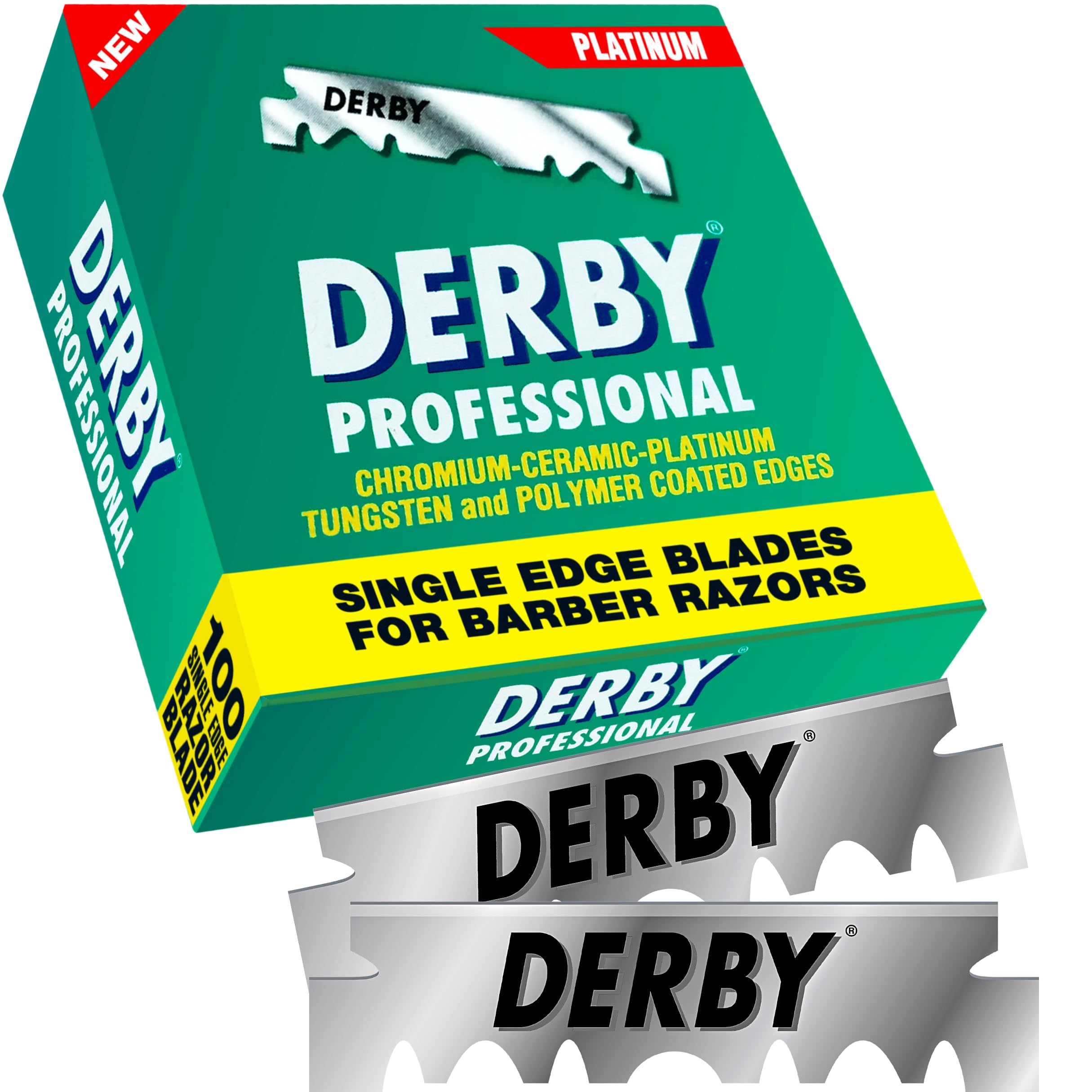 Derby blades arranged in tray showing uniform edges.