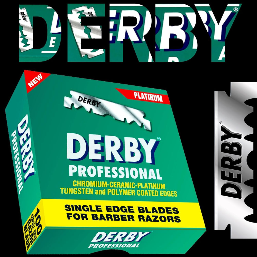Derby Professional 500-blade pack shows value and coverage for many shaves.