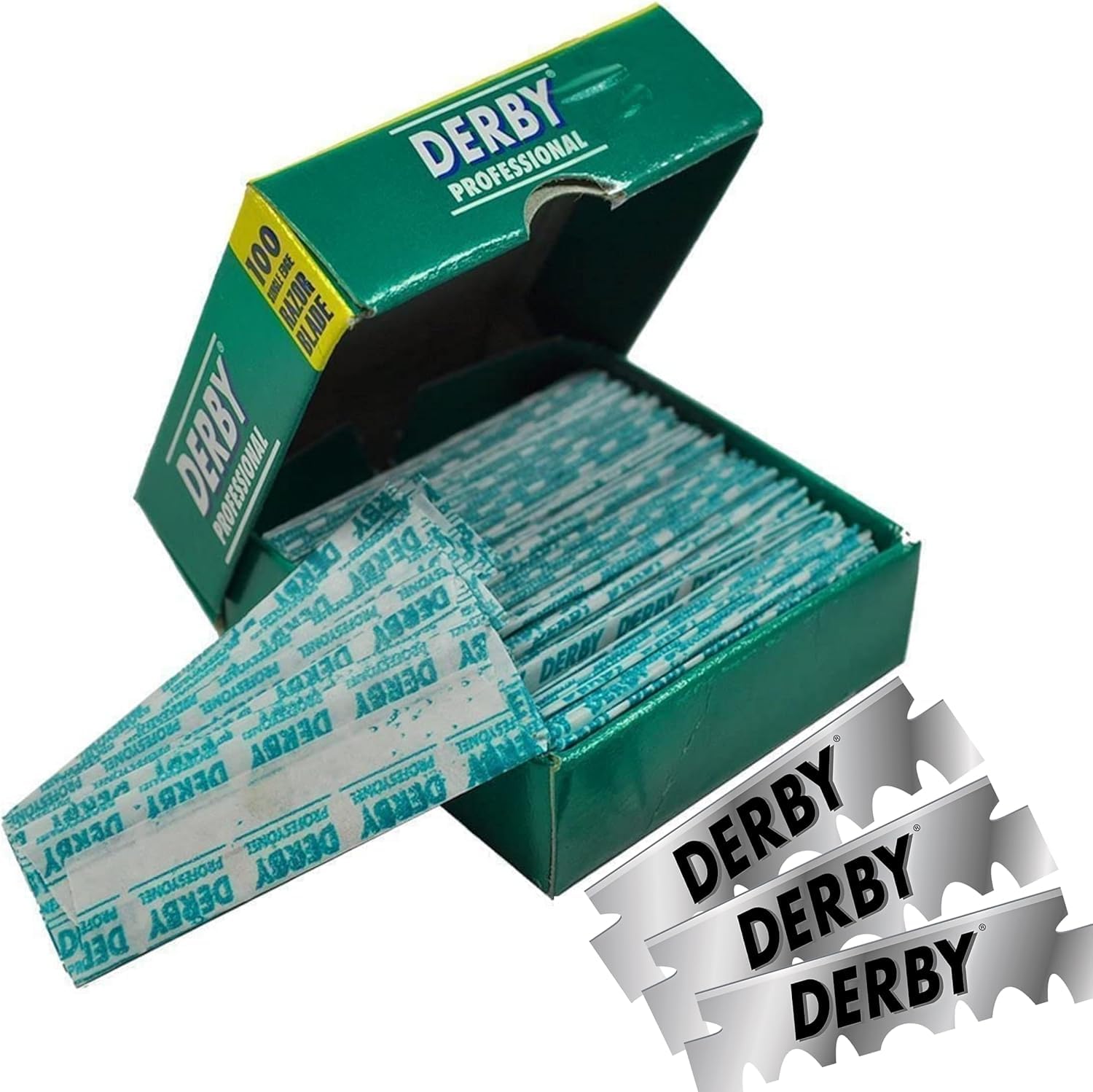 Derby Professional edge coating detail highlights chromium-ceramic-platinum-tungsten protection for longevity.