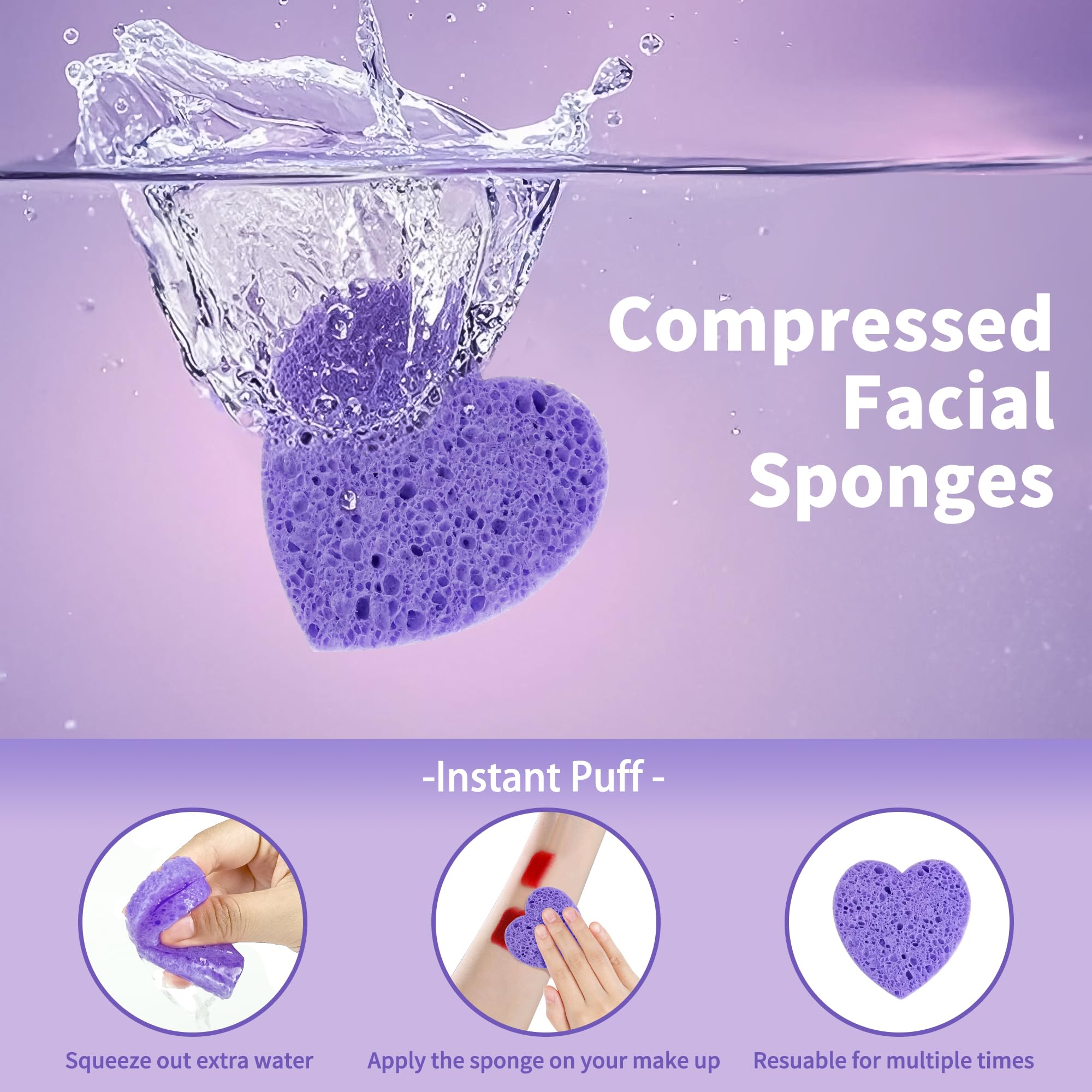 Derloyo purple heart sponges expanded soft for daily exfoliation
