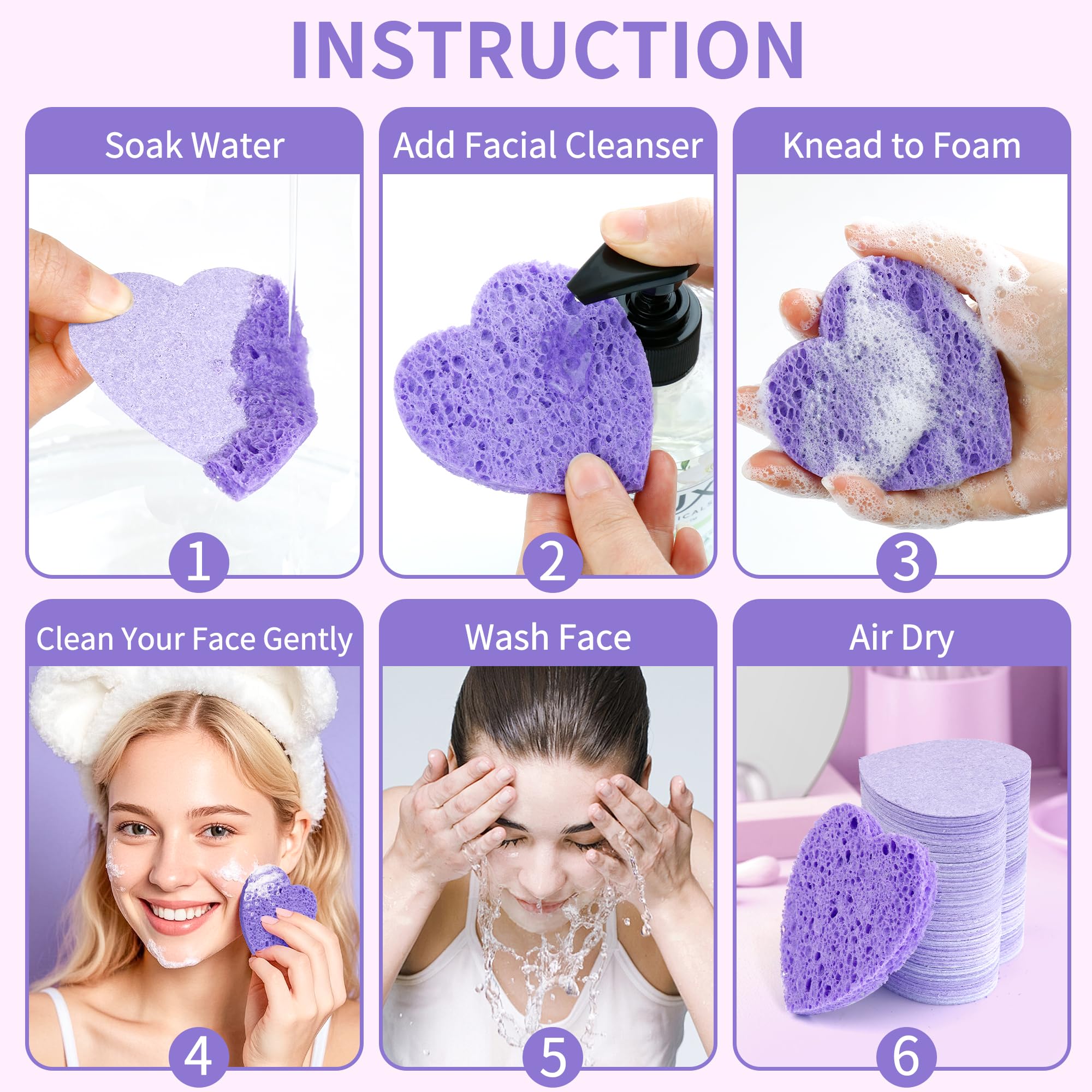 Derloyo travel-friendly heart-shaped sponges fit in bags
