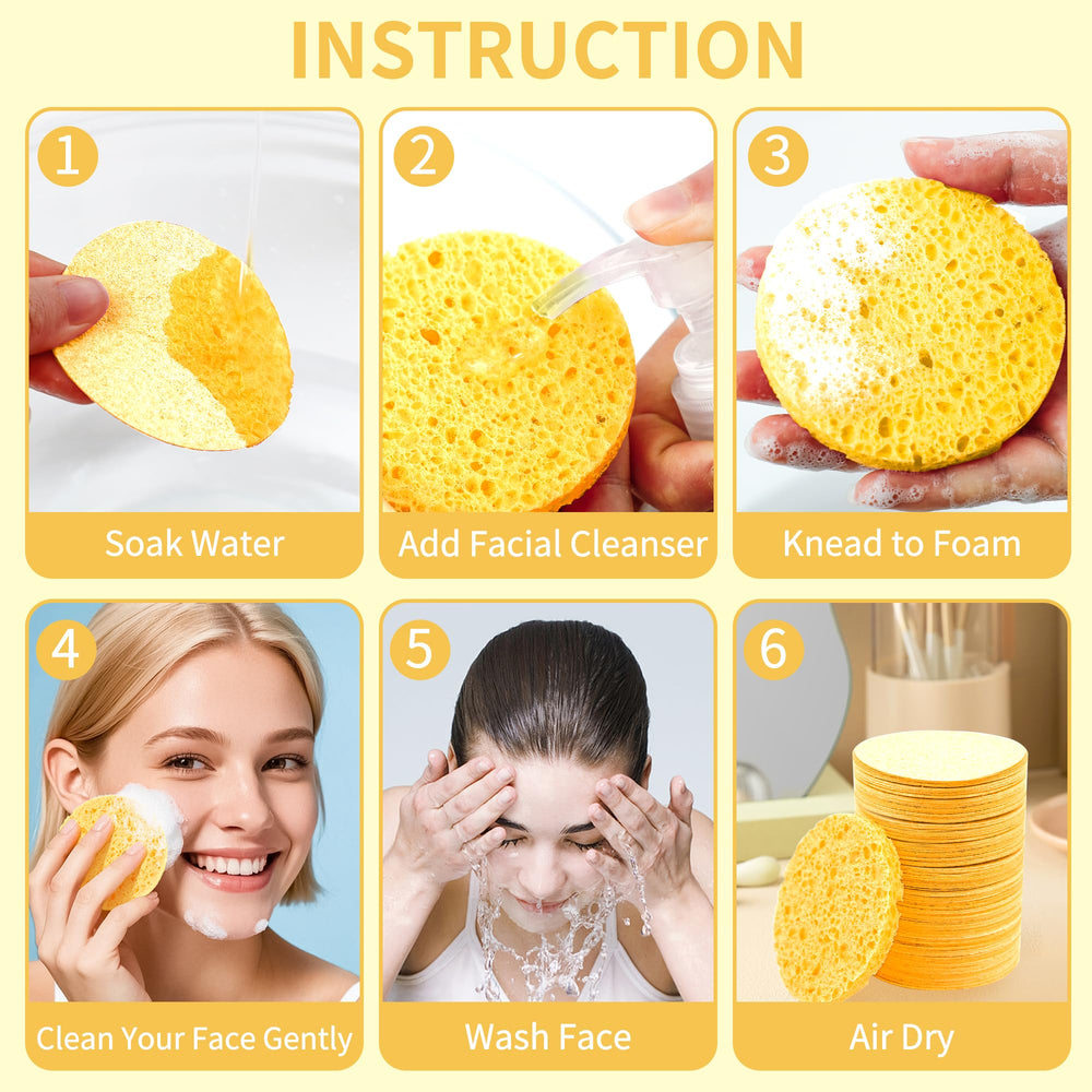 Derloyo yellow facial sponge diameter 2-9-inch for comfortable cleansing.