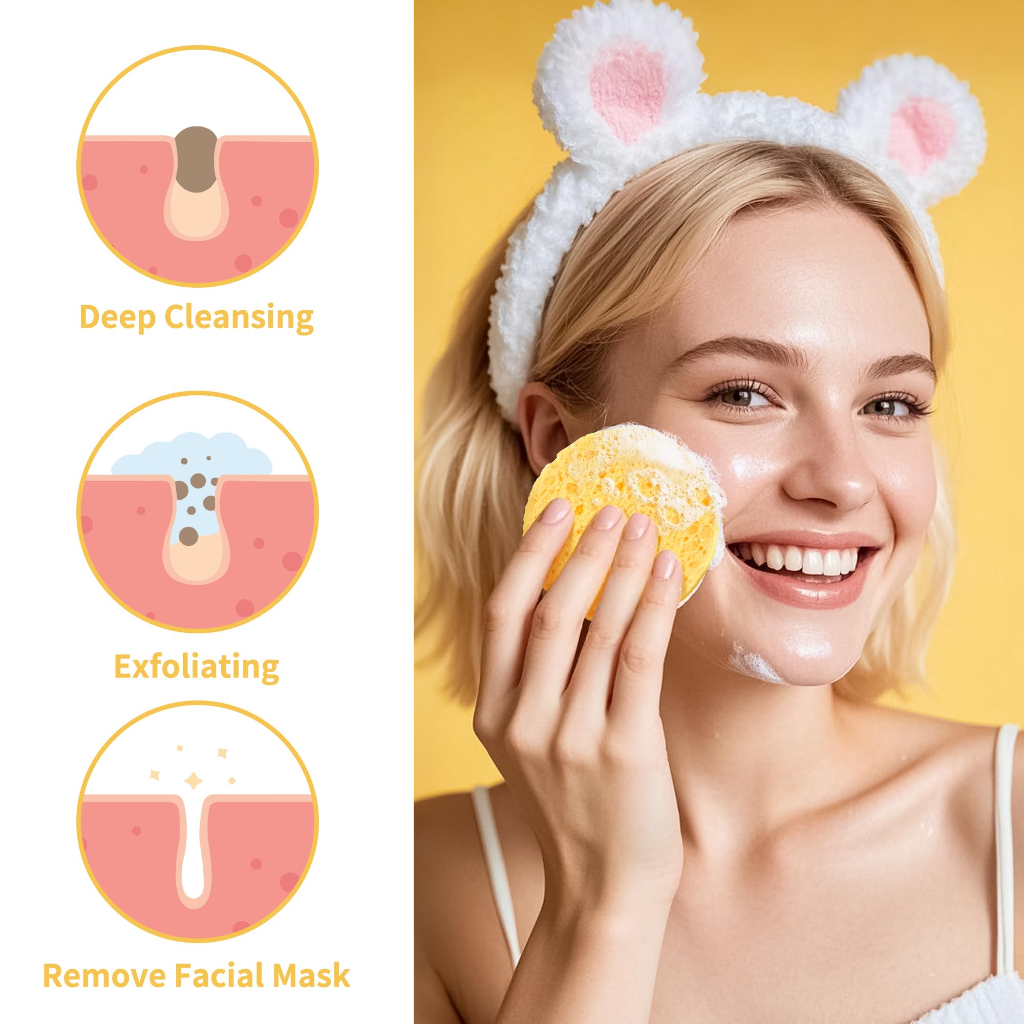 Derloyo yellow sponge close-up texture demonstrates gentle exfoliation for skincare.