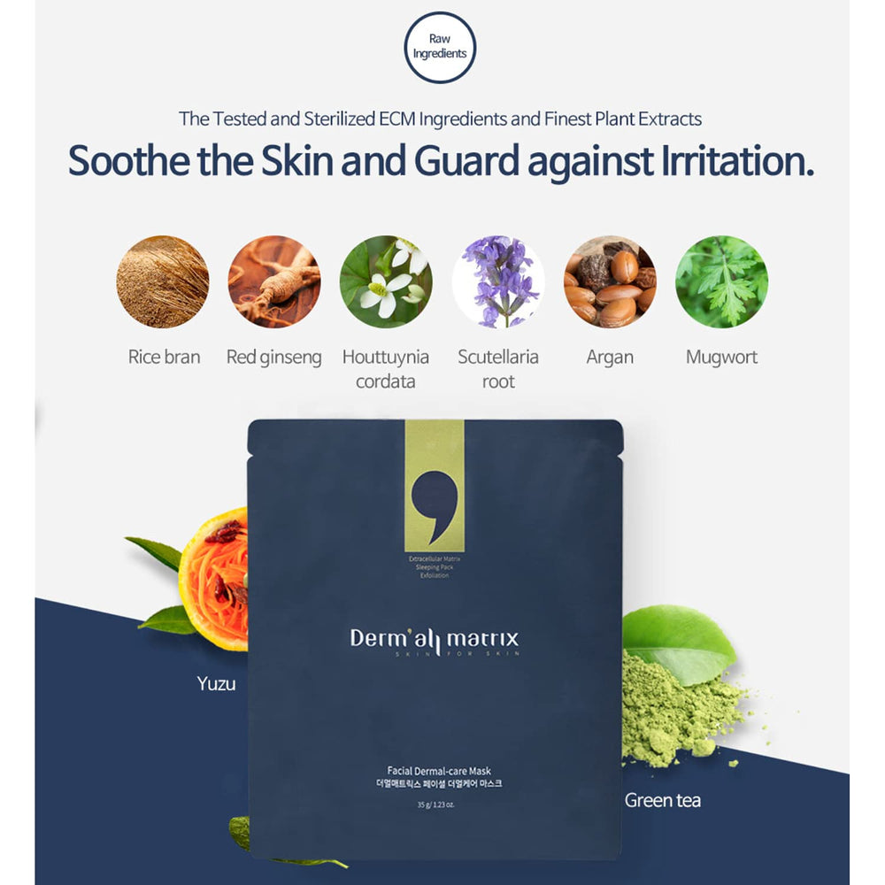 DERM·ALL MATRIX collagen sheet mask targets wrinkles and dry skin.
