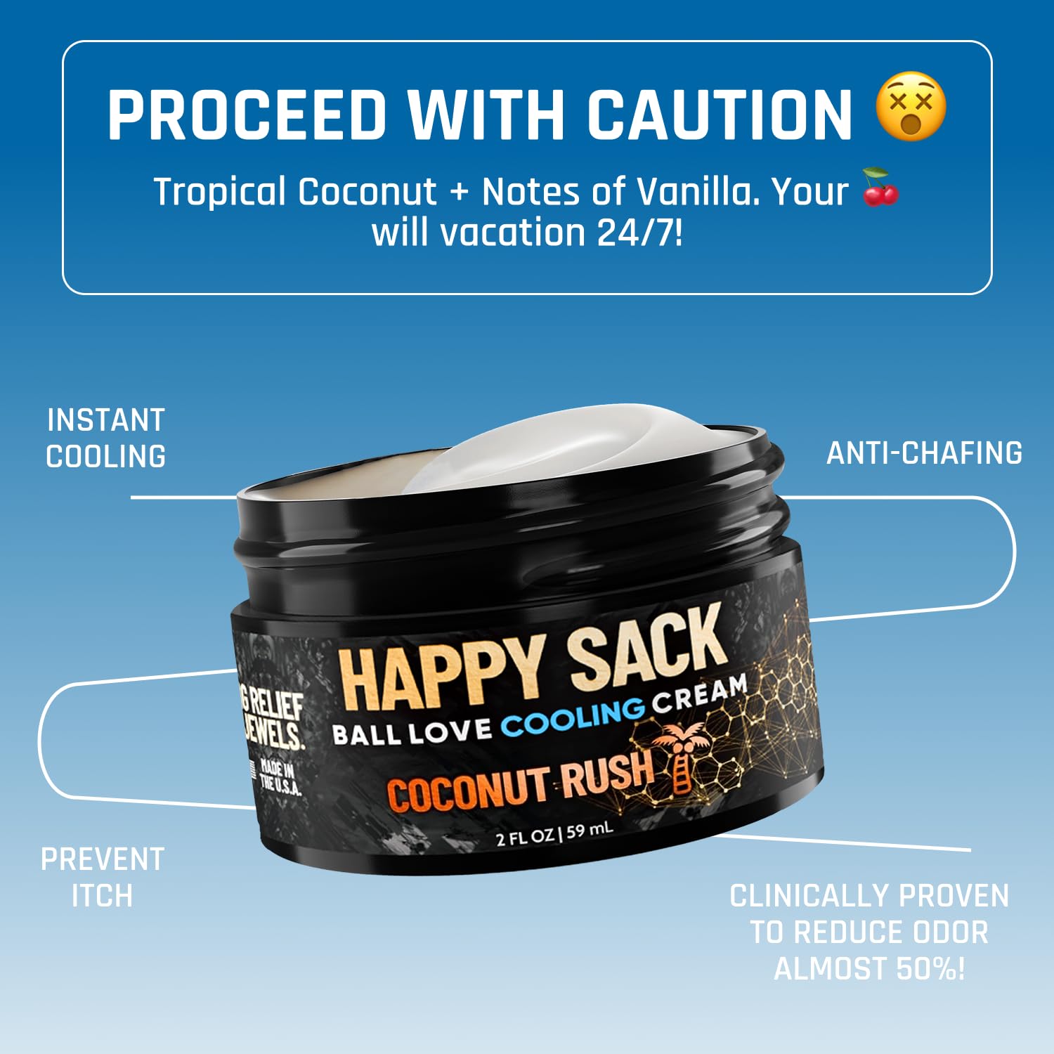 Derm Dude Happy Sack cream dispense closeup showing easy application