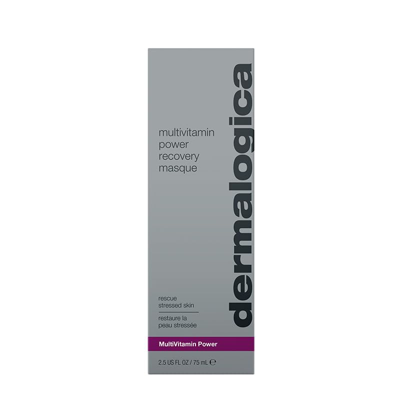 Mask spread on face demonstrates hydrating application for the Dermalogica masque.