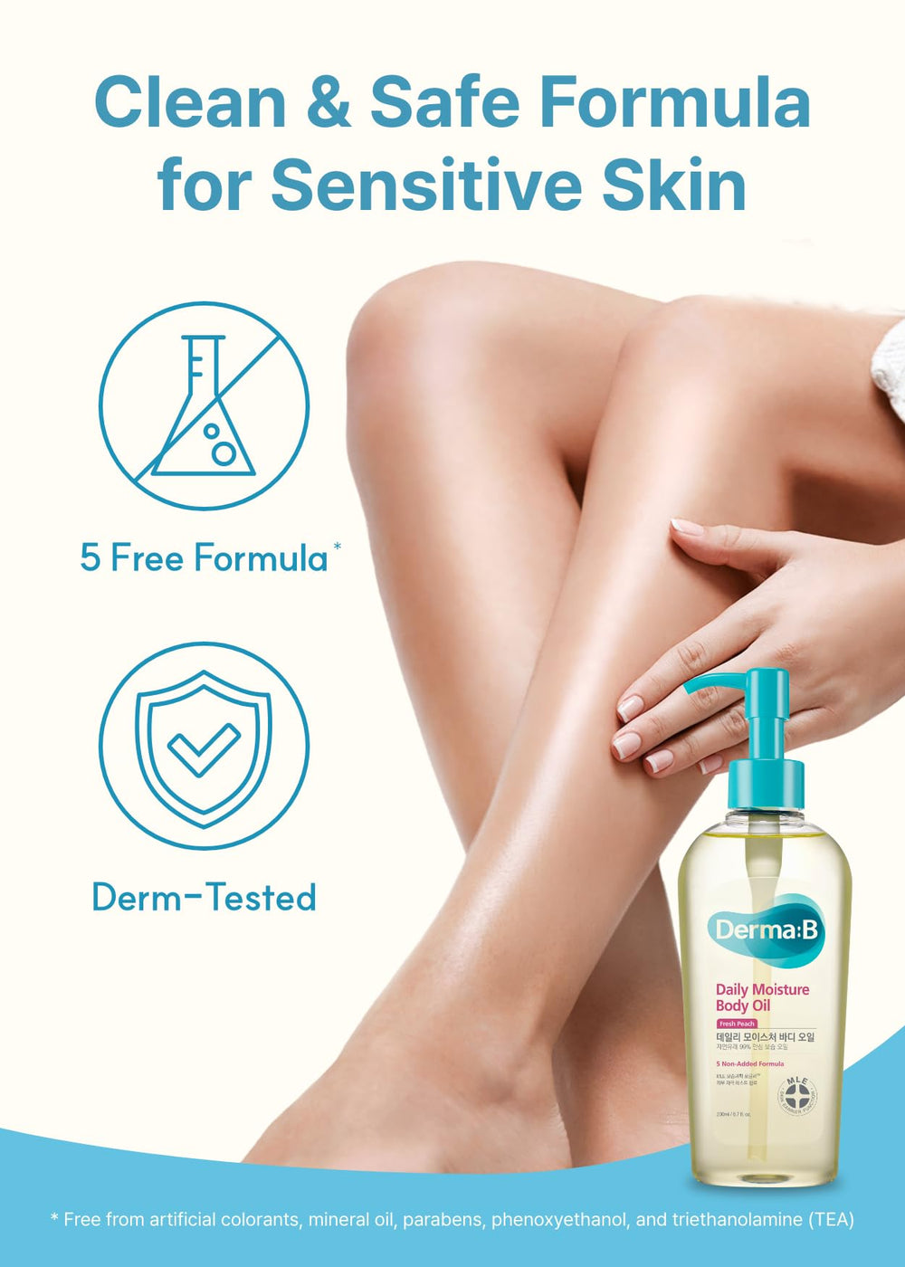Derma B Daily Moisture 200ml packaging signals value and amount.