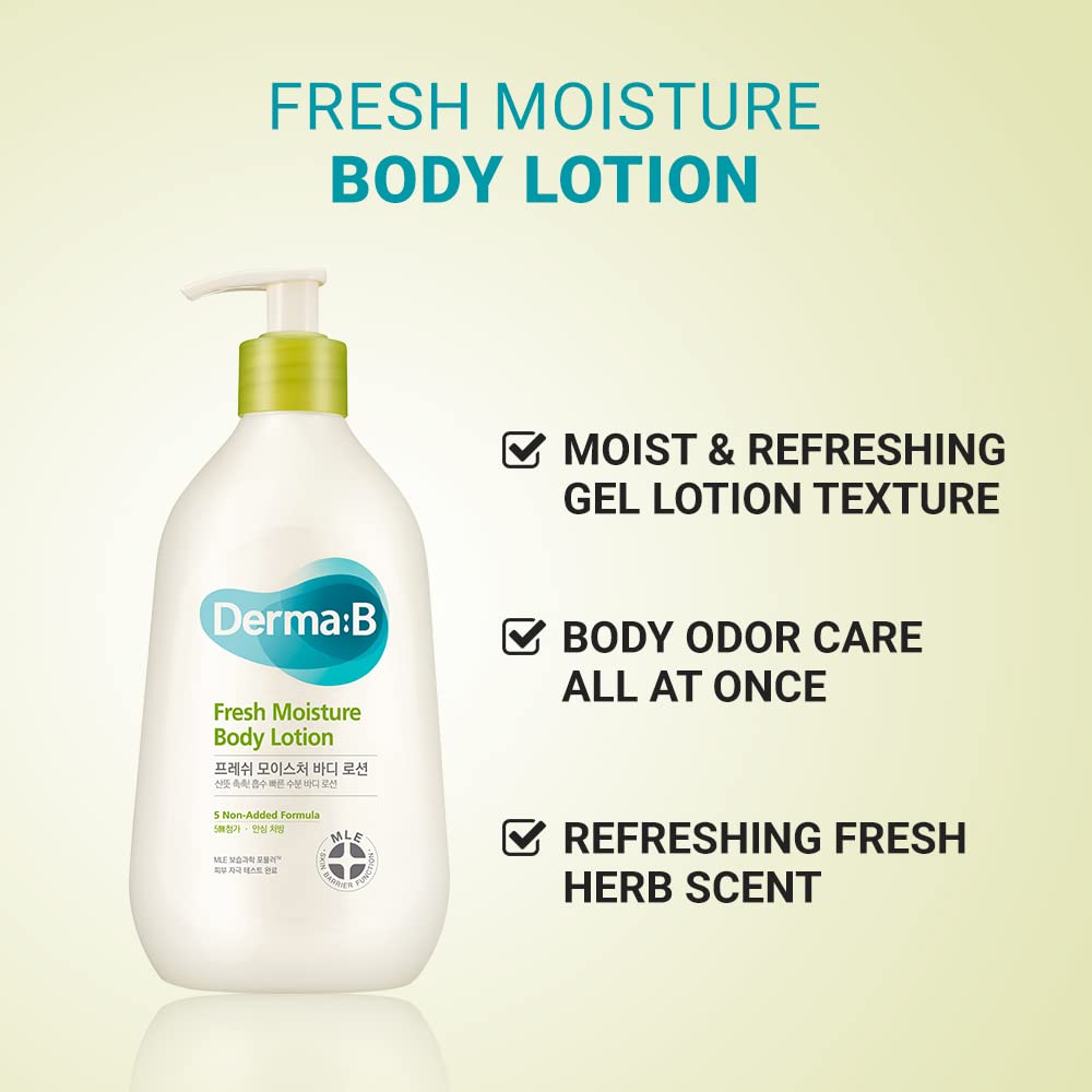 Derma B Fresh Moisture Body Lotion hand-application scene highlighting quick absorption.