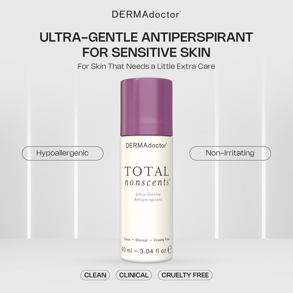 DERMAdoctor Total NonScents hypoallergenic packaging communicates mild, non-irritating formula.