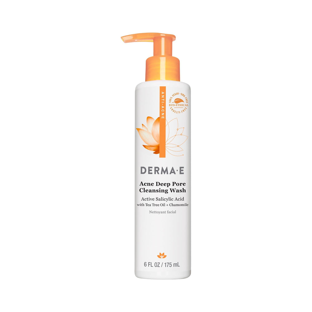 Derma E Acne Deep Pore Cleansing Wash bottle for oil control and clearer skin.