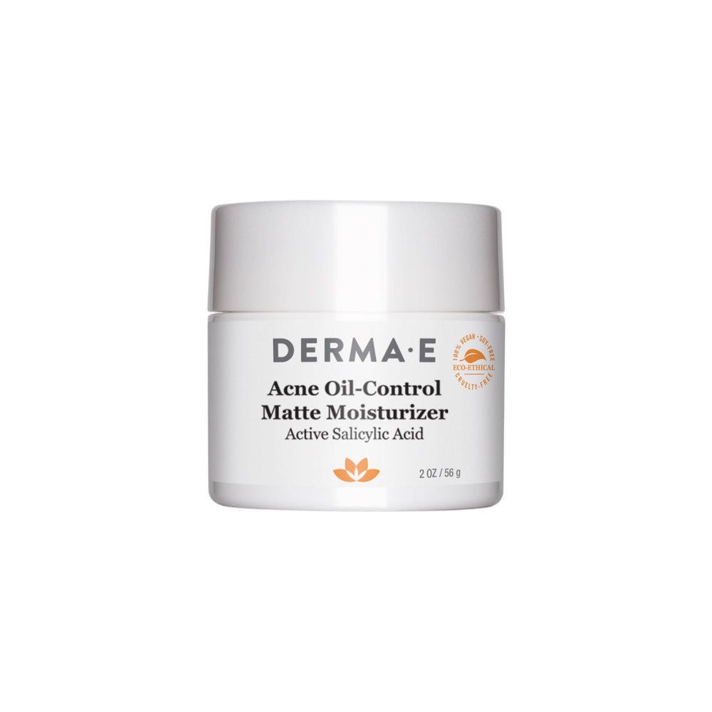 DERMA E Acne Oil-Control Moisturizer jar with matte finish helping control shine.