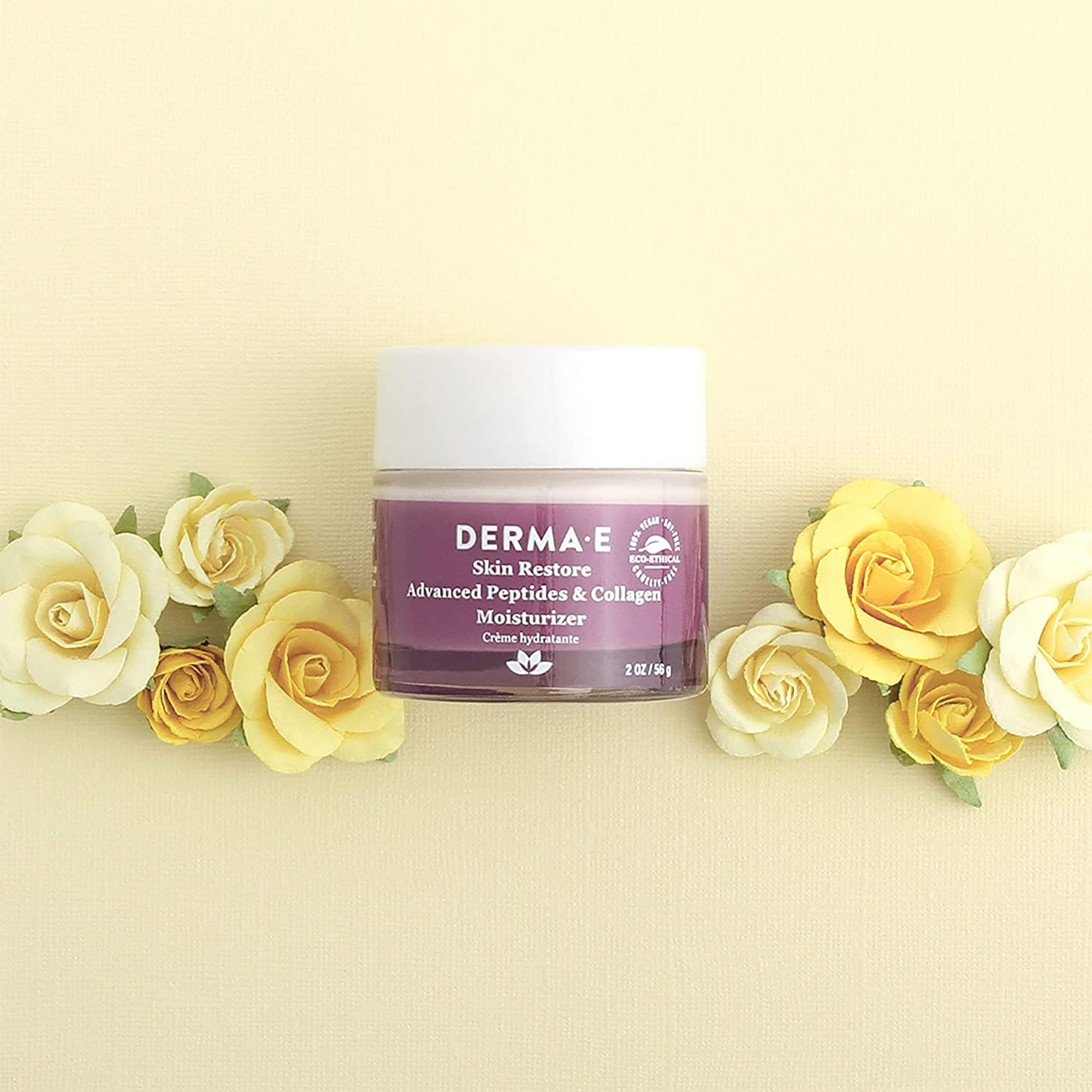 Derma E Advanced Peptides and Collagen Moisturizer face application demonstrates smoothing for fine lines