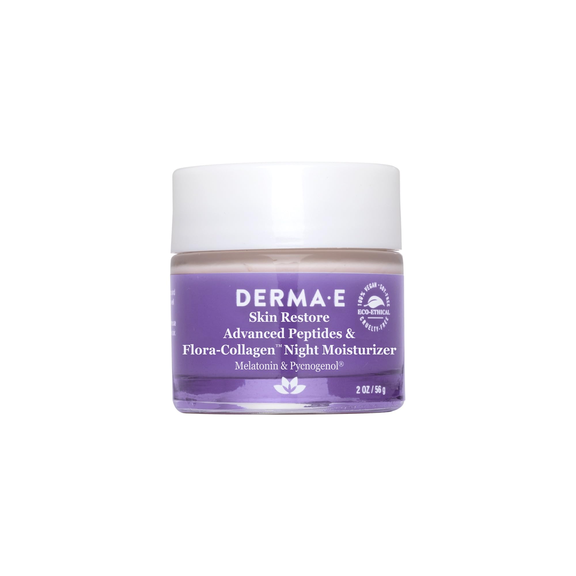 Derma E Advanced Peptides night moisturizer bottle delivers deep hydration for refreshed skin