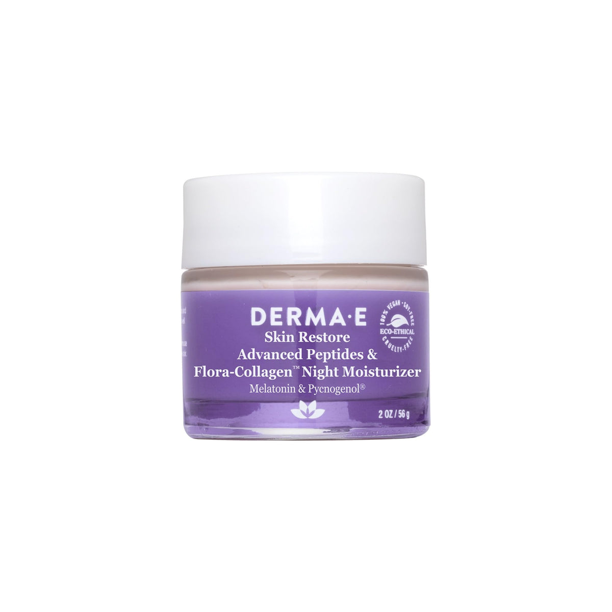 Derma E Advanced Peptides night moisturizer bottle delivers deep hydration for refreshed skin