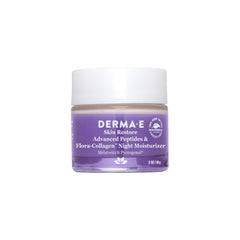 Derma E Advanced Peptides night moisturizer bottle delivers deep hydration for refreshed skin