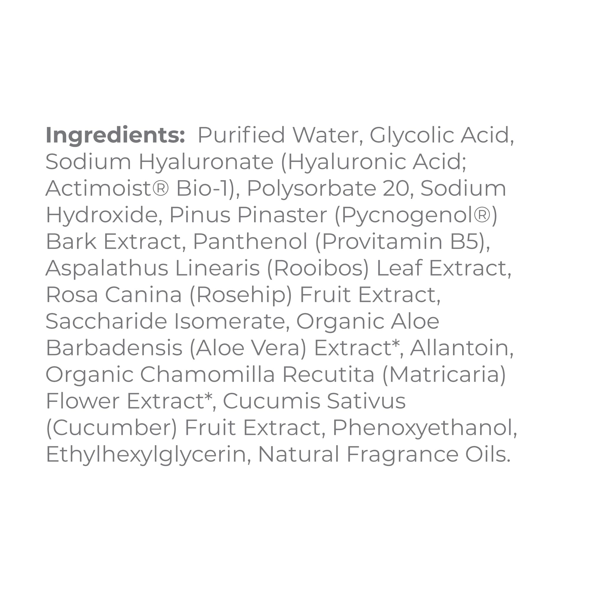 Derma-E Radiance Toner ingredients highlight glycolic acid and botanicals.