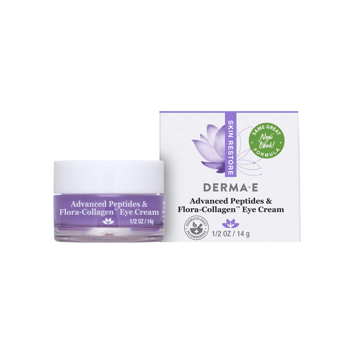 Derma E eye cream applied with ring finger for gentle smoothing and hydration.