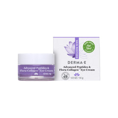Derma E eye cream applied with ring finger for gentle smoothing and hydration.