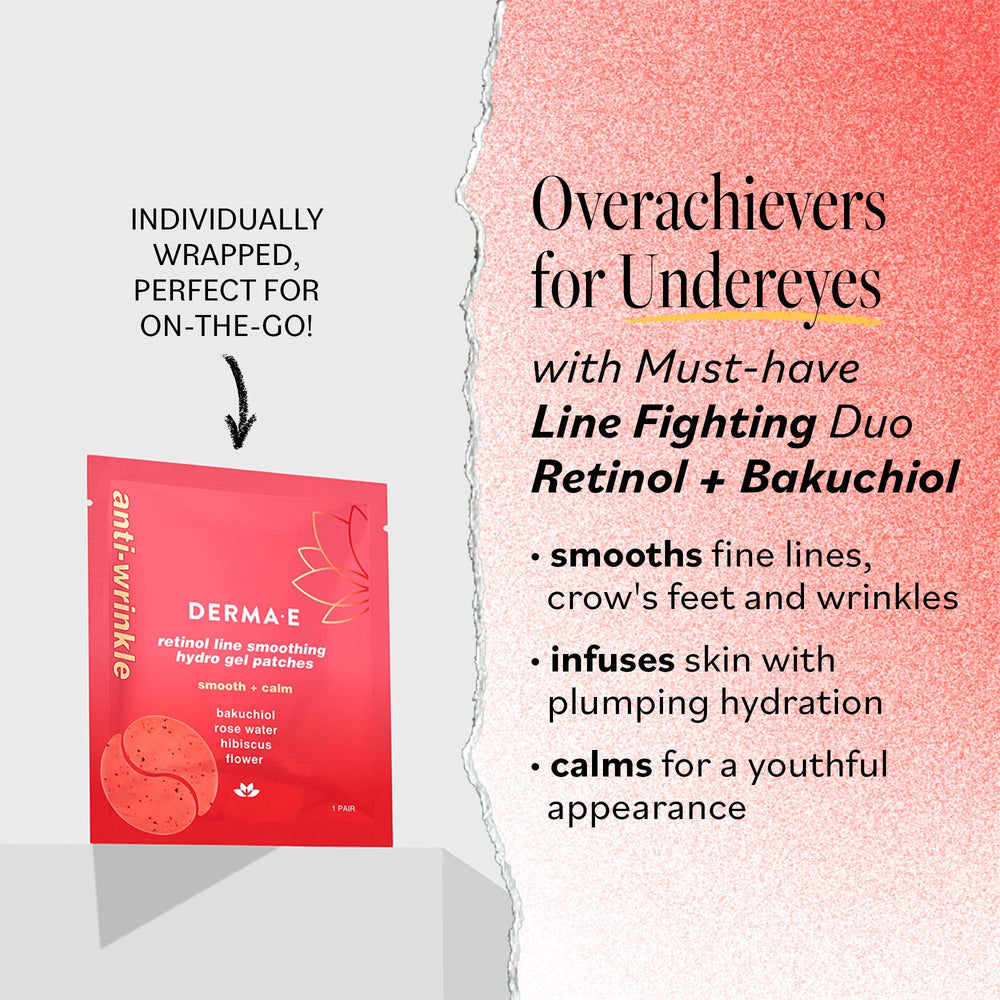 Derma E eye patches calm and hydrate during night routine.