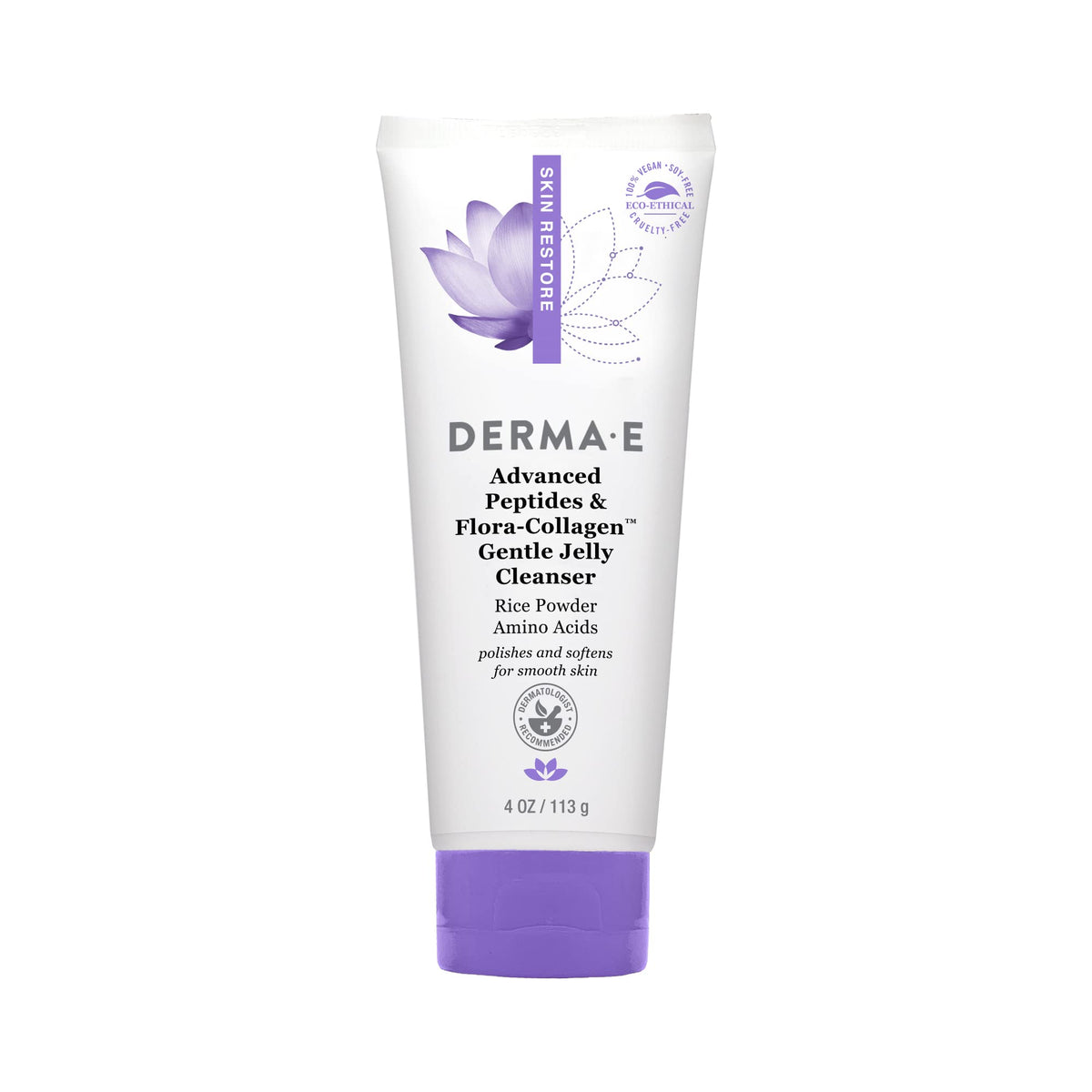 Derma E Gentle Jelly Cleanser packaging highlights vegan formula for daily cleansing.