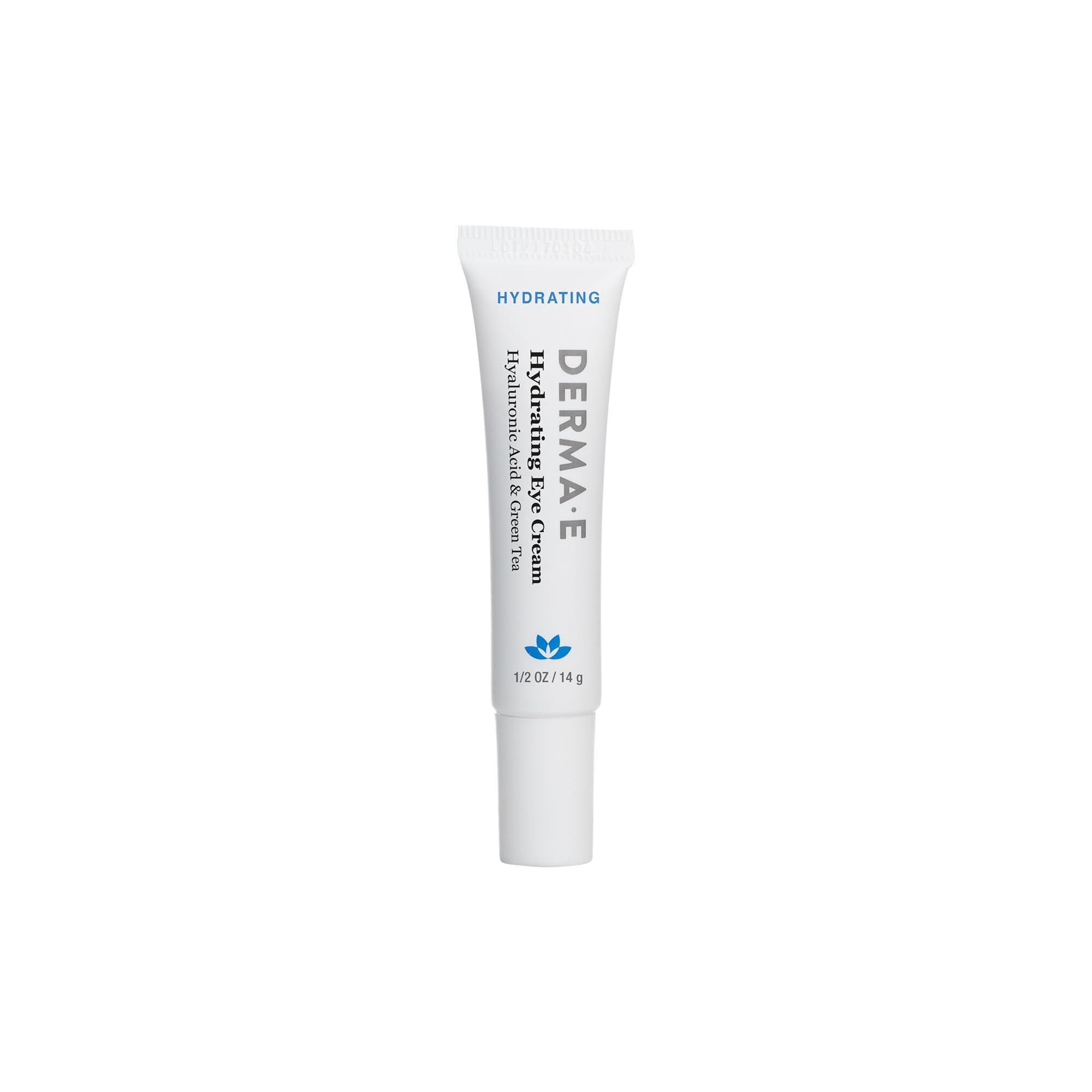 Derma E Hydrating Eye Cream tube applying around the eye for deep hydration.