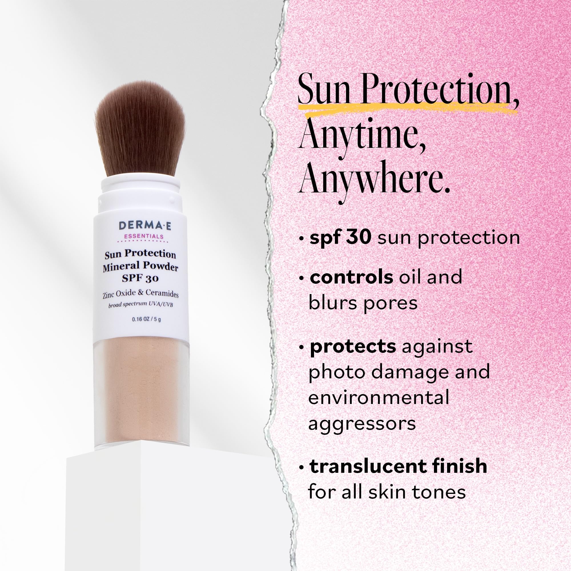 Derma E mineral sunscreen 0.16 oz container ready for on-the-go SPF protection.
